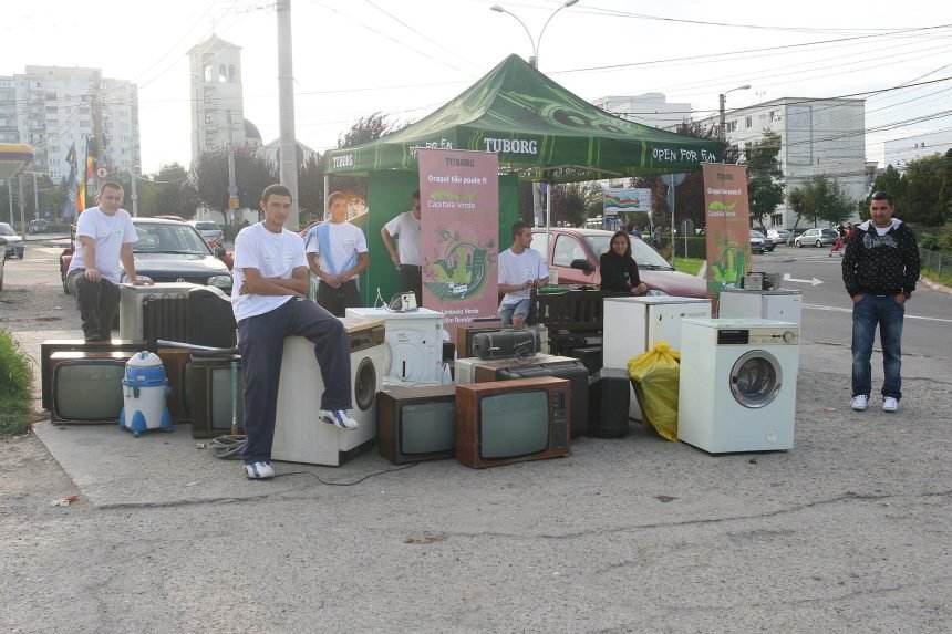 Electronic waste awaiting recycling