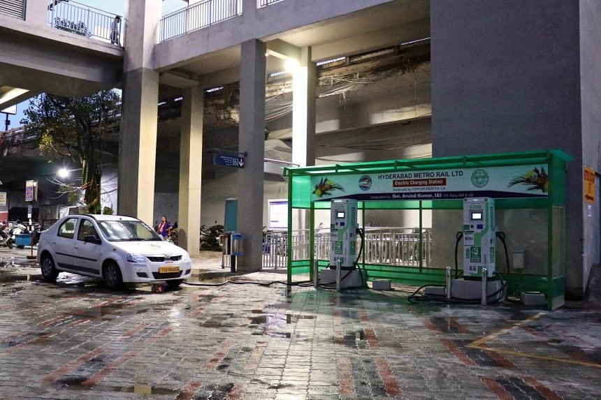 An electric vehicle charging point