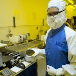 A silicon wafer in manufacture