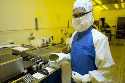 A silicon wafer in manufacture